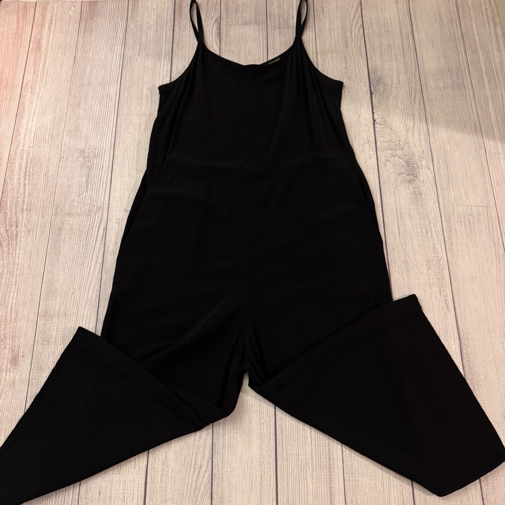 Eileen Fisher Women's Medium Black Tencel Viscose Wide Leg Sleeveless Jumpsuit